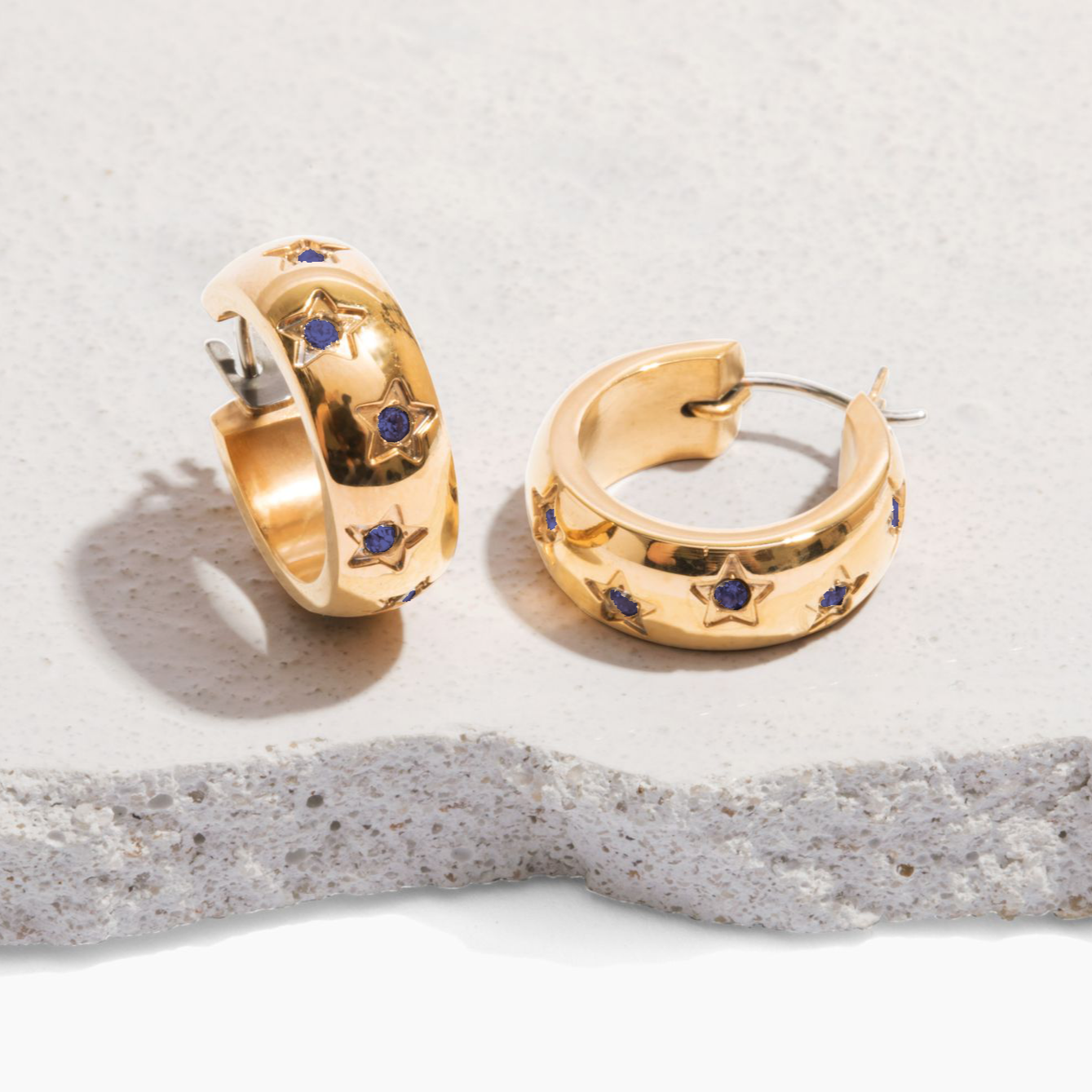 Gold titanium hoop earrings online