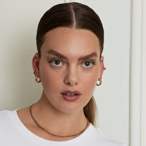 Hypoallergenic Titanium Chunky Star Engraved Hoop Earrings | Tini Lux