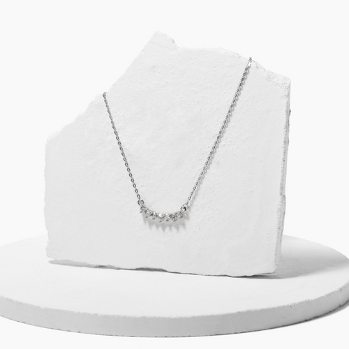 silver crystal cluster necklace for brides made with hypoallergenic medical grade titanium ||TLNNinaS