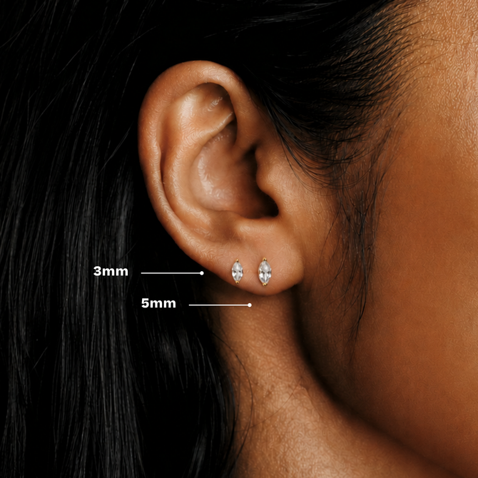 Single Nano Marquis Flat Back Stud 5mm