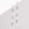 silver crystal and pearl drop chain statement earrings for brides and bridal parties made with pure medical grade titanium ||TLSPrriS