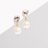 crystal teardrop and drop pearl pendant hypoallergenic statement stud earrings for brides ||TLSMvG