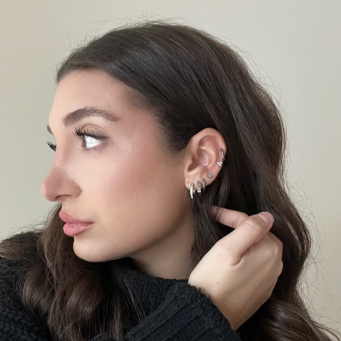 Tini Lux Hypoallergenic Titanium Small Square Huggies |Mini City Hoops