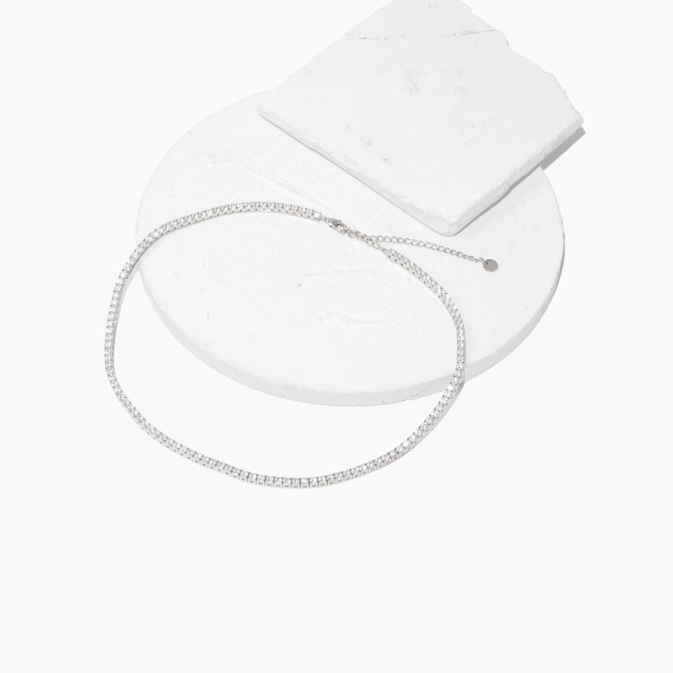 CZ Multi Stone Shape Thin Tennis Necklace