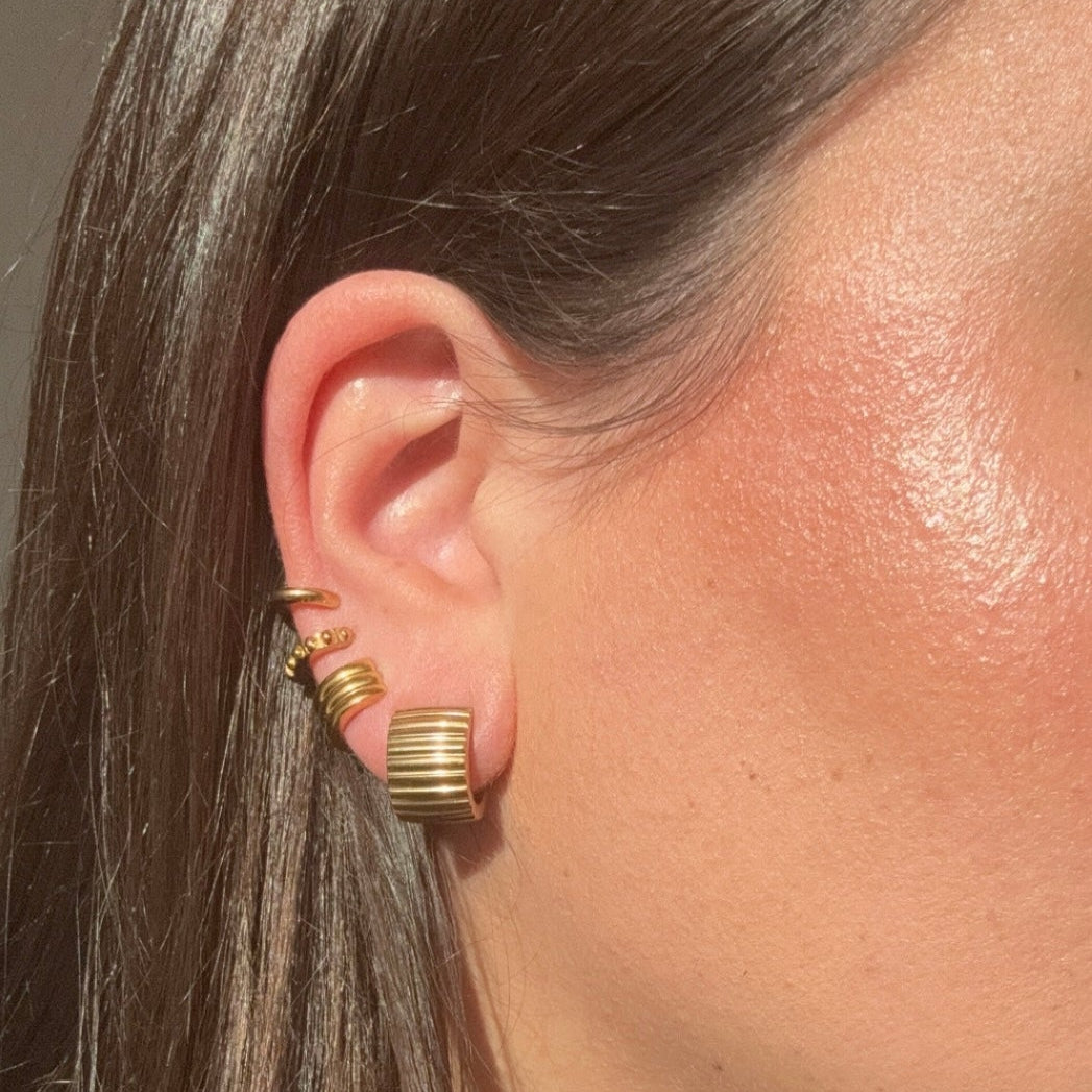 Hypoallergenic Titanium Textured Chunky Hoops | Tini Lux