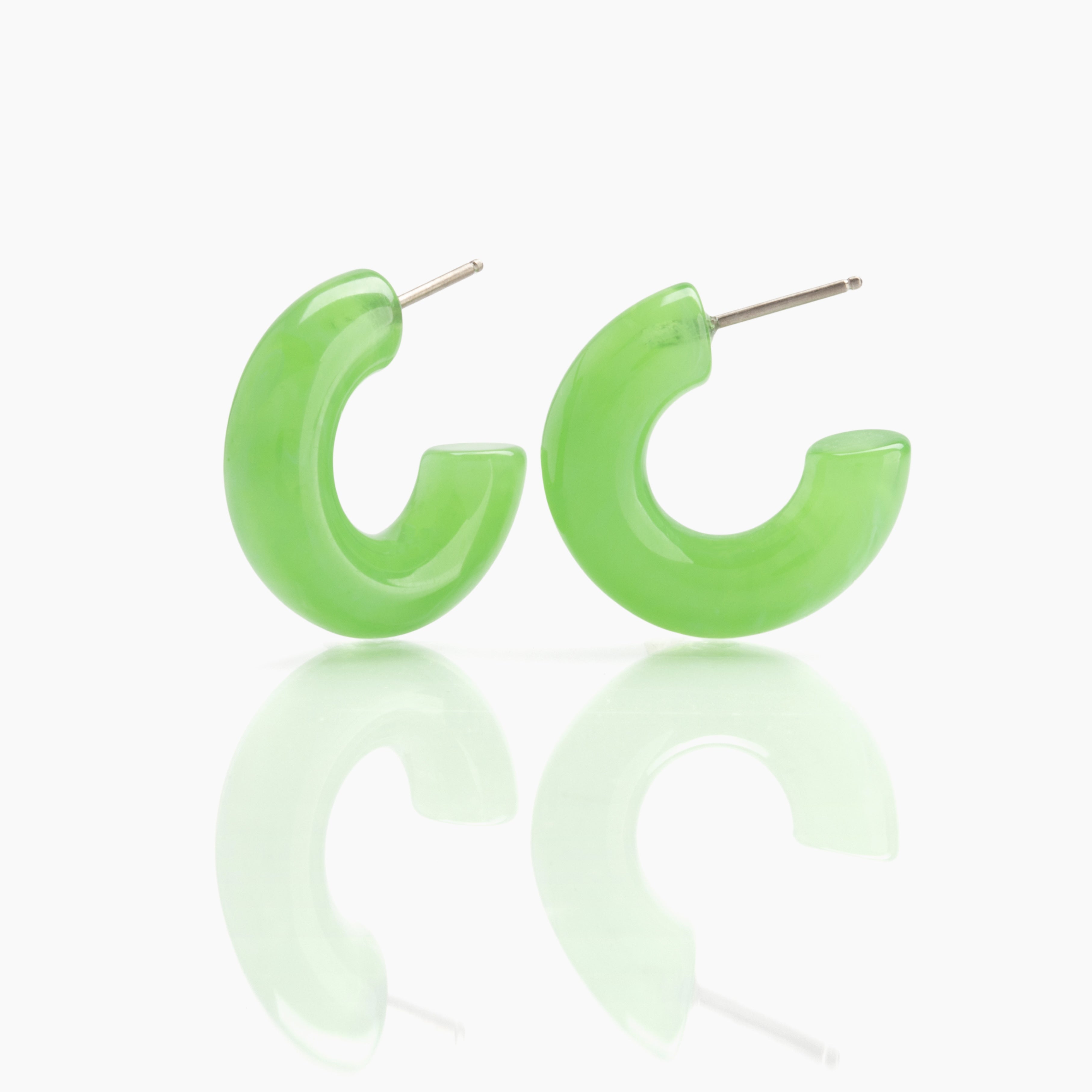 Tini Lux Hypoallergenic Titanium Green Acrylic Hoops |Jade Island