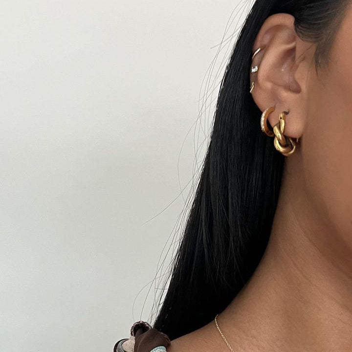Hypoallergenic Titanium Chunky Twisted Hoop Earrings | Tini Lux