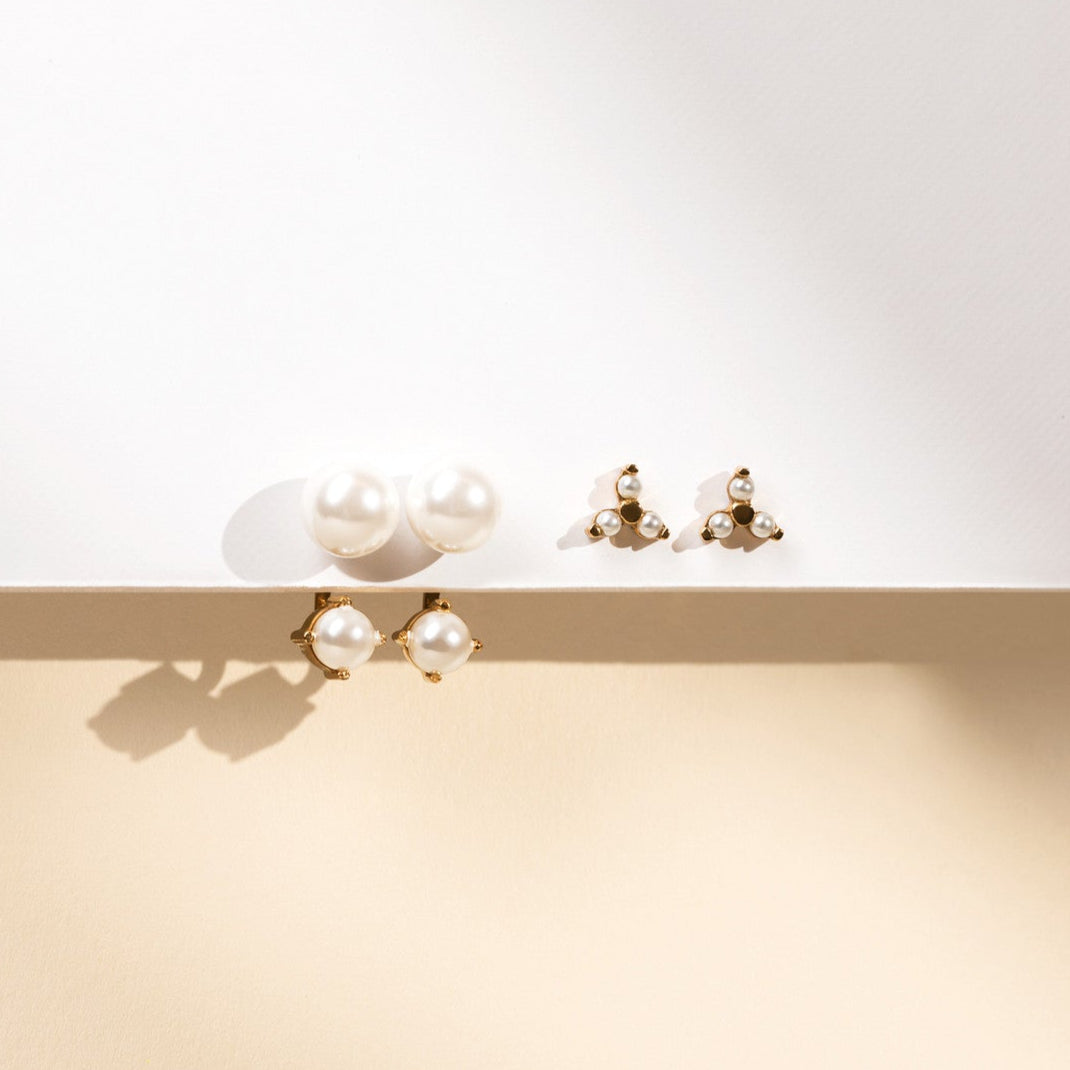 Large Charlotte Pearl Stud Earrings