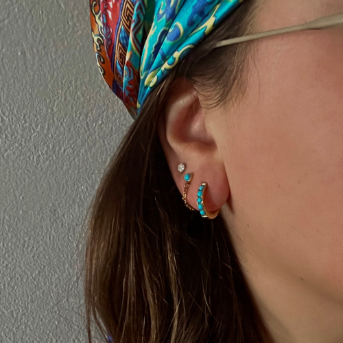 Turquoise Enamel Hoop Earring, argento, taglia unica Turquoise Enamel Hoop Earring, argento, taglia unica