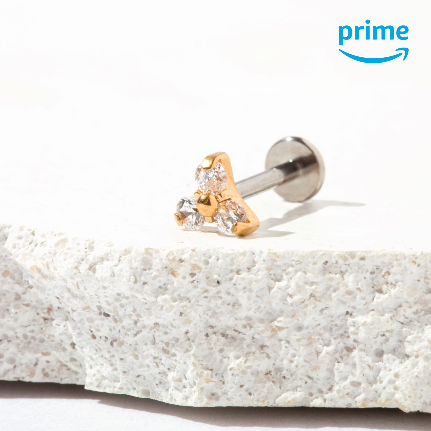 Hypoallergenic Titanium Tridot Crystal Flat Back Stud Earring