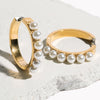gold hypoallergenic pearl bridal hoop earrings ||TLEHAbglG