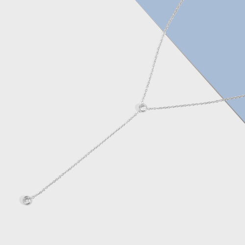 silver nickel free y shaped lariat necklace for brides and bridesmaids with sensitive skin || TLNLrtS