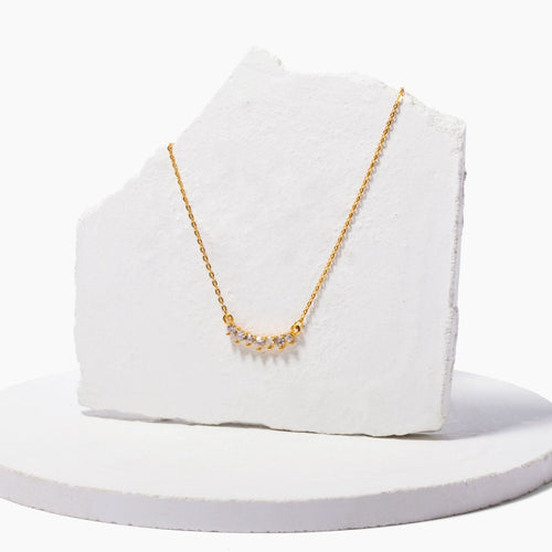 stainless steel gold crystal cluster necklace for brides and bridal parties ||TLNNinaG