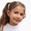 little girl wearing hypoallergenic screw back stud earrings ||all