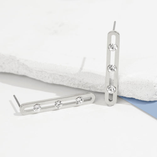 titanium crystal drop link statement wedding earrings for sensitive ears 