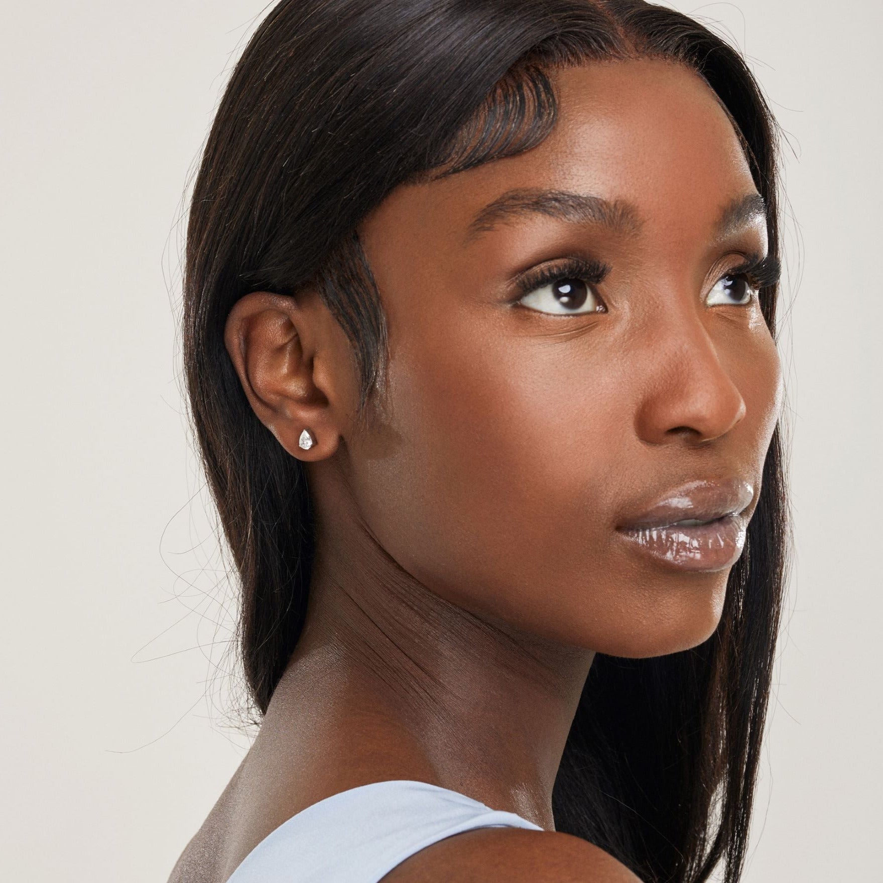 girl wearing hypoallergenic bridal earrings for wedding day