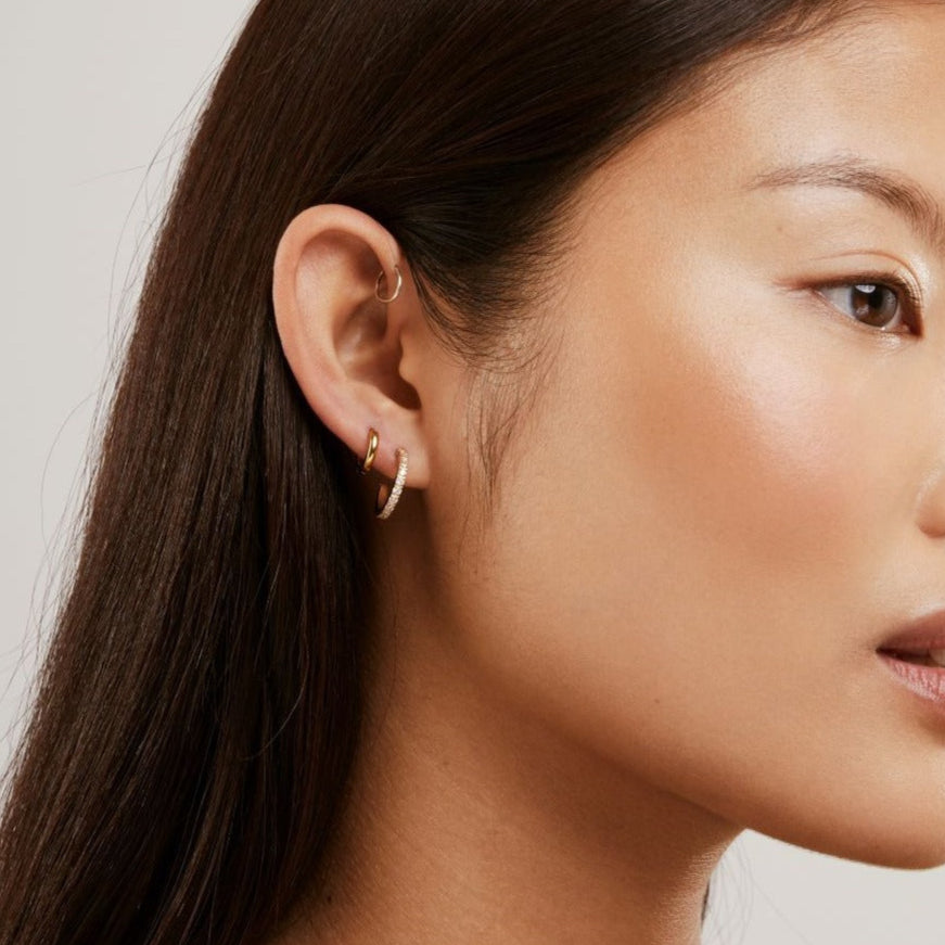 Tini Lux Hypoallergenic Titanium Small Crystal Hoops | Date Night