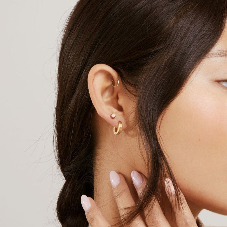 Tini Lux Hypoallergenic Titanium Small Square Huggies |Mini City Hoops