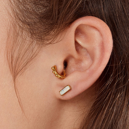 Tini Lux Hypoallergenic Titanium Opal Flat Back Stud