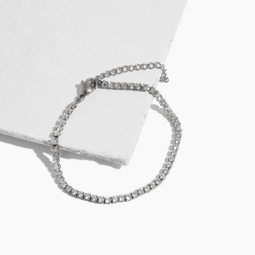 Tini Lux Hypoallergenic Titanium Crystal Hoops & Tennis Bracelet